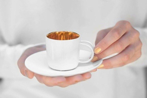Porcelain espresso cup gold inside Porcelain espresso cup gold inside