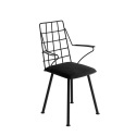 Krzesło metalowe z tapicerowanym siedziskiem ALMOND czarne