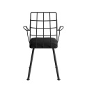 Krzesło metalowe z tapicerowanym siedziskiem ALMOND czarne
