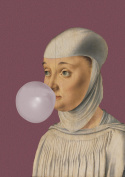 Obraz drukowany na płótnie. Kobieta z gumą balonową