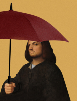 Obraz drukowany na płótnie. Mężczyzna z parasolem.