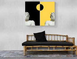 Auf Leinwand gedrucktes Gemälde Man & Yellow Sun