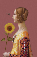 Obraz drukowany na płótnie "Kobieta ze słonecznikiem "