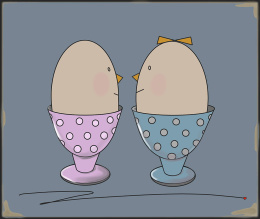ARTWORK ON CANVAS - MR. AND MRS. EGG AT BREAKFAST
