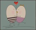 ARTWORK ON CANVAS - MR. AND MRS. EGG IN LOVE